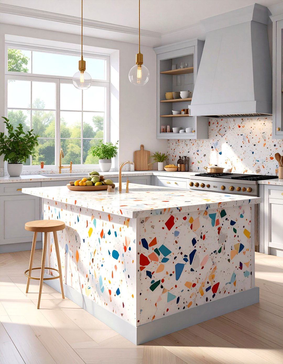 The Terrazzo Kitchen Island for Playful Pattern - 30 modern kitchen island ideas