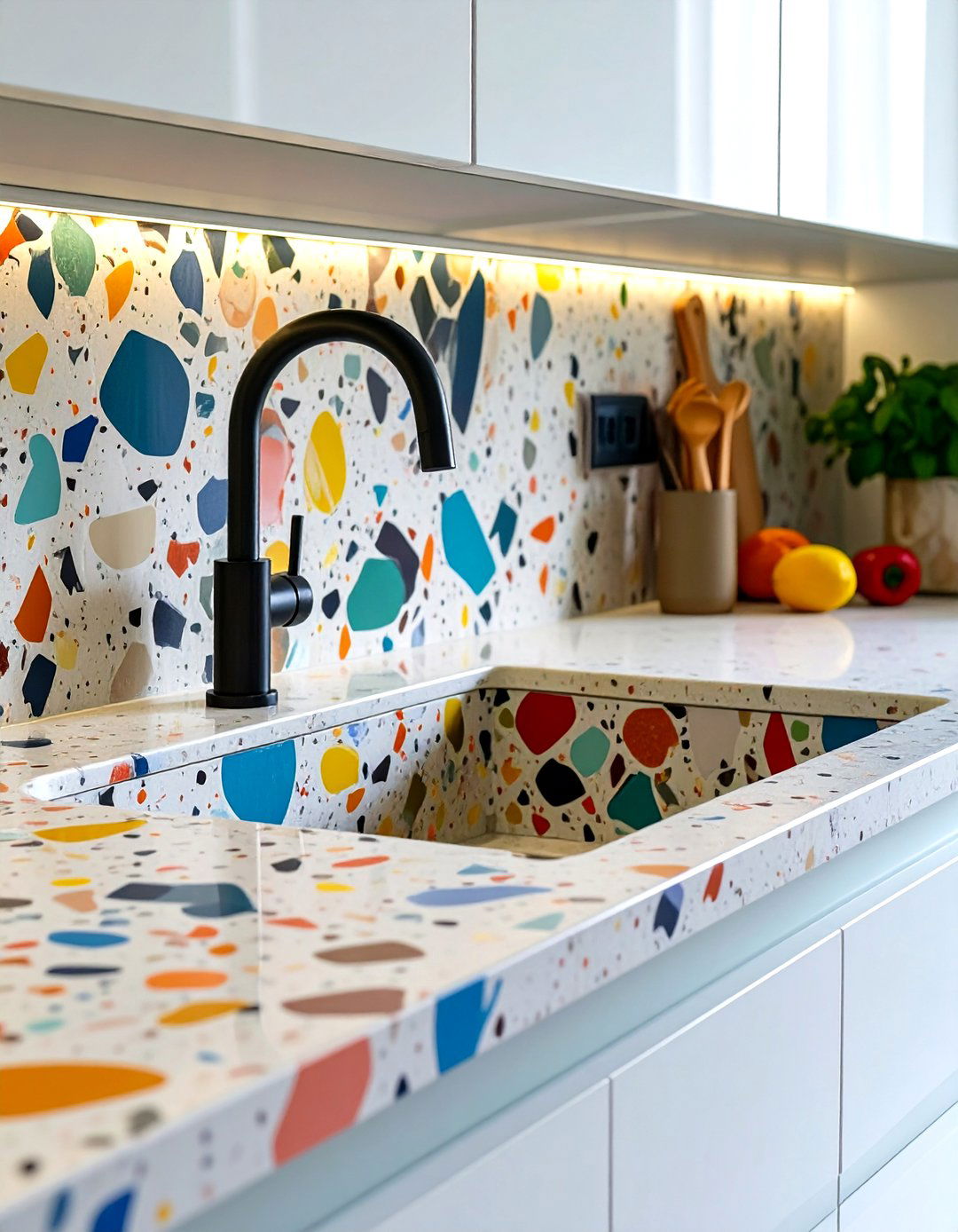 The Terrazzo Kitchen Sink and Backsplash - 30 modern kitchen sink design ideas