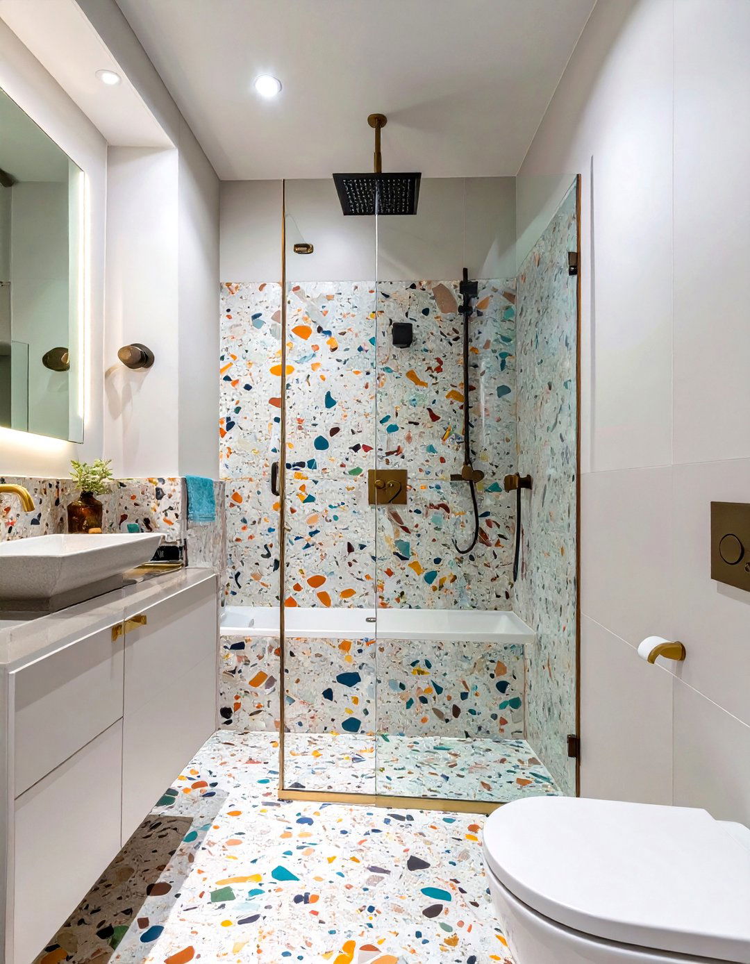 The Terrazzo Lined Master Bathroom Shower - 30 master bathroom shower ideas