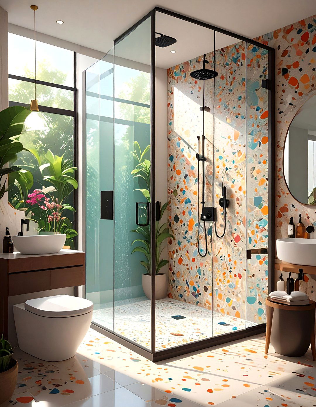 The Terrazzo Lined Shower Stall - 30 bathroom shower designs