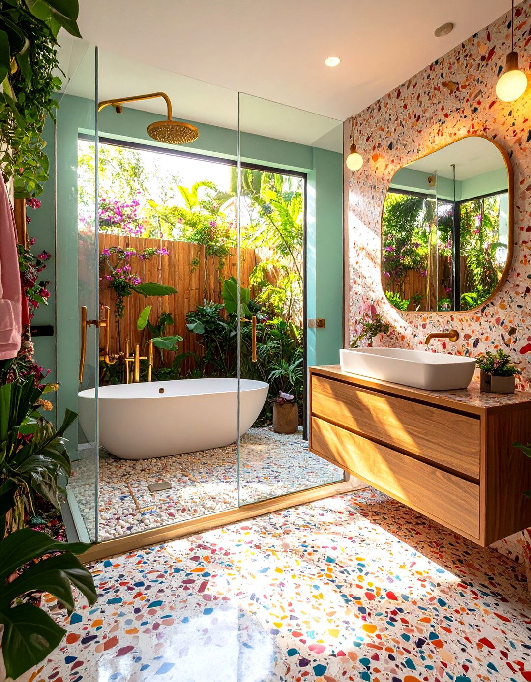 The Terrazzo Tile Shower Room - 30 limited space tiny shower room designs