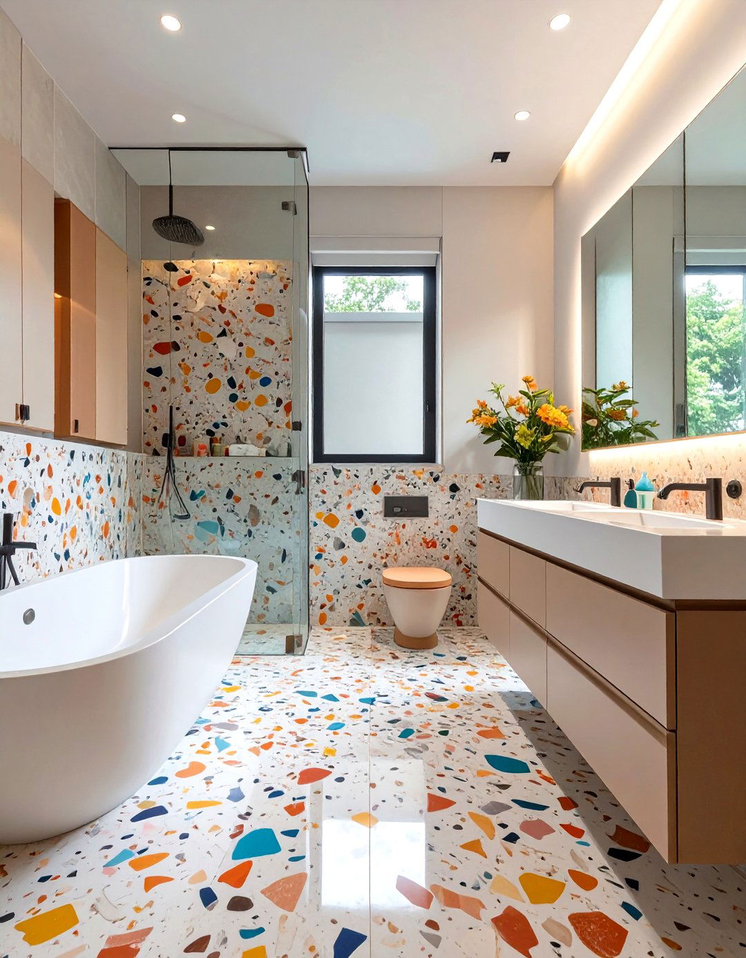 The Terrazzo Tiled Master Bathroom - 30 luxury master bathroom ideas