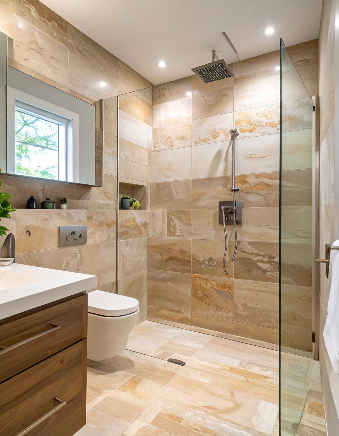 The Terrazzo Tiled Walk In Shower - 30 modern small bathroom walk in shower ideas