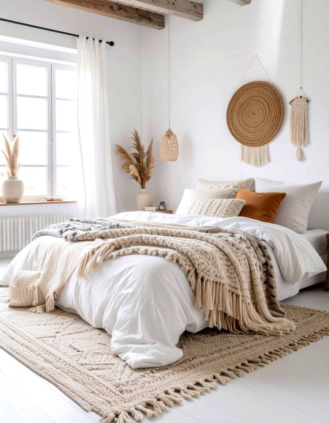 The Textured All White Boho Bedroom - 30 modern bohemian interior design ideas