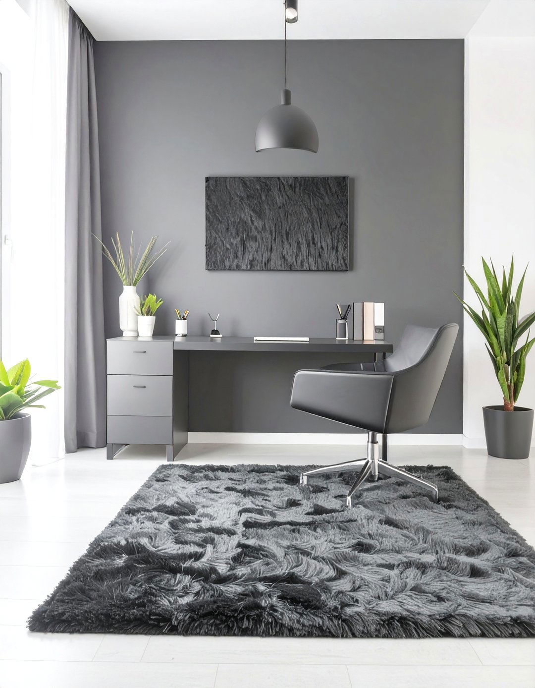 The Textured Black on Black Office - 30 dark office ideas