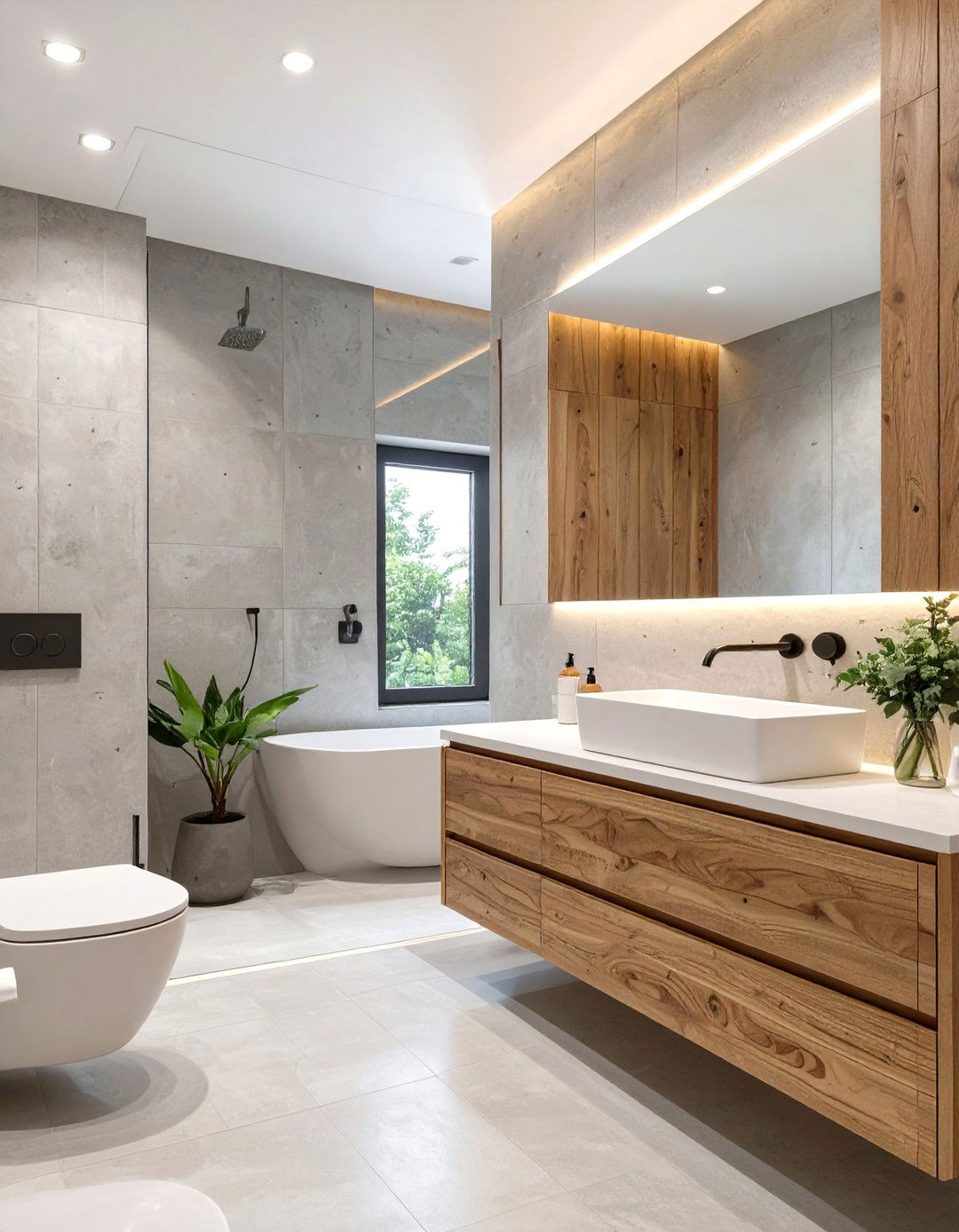 The Textured Concrete Bathroom - 30 ai spa bathroom design ideas