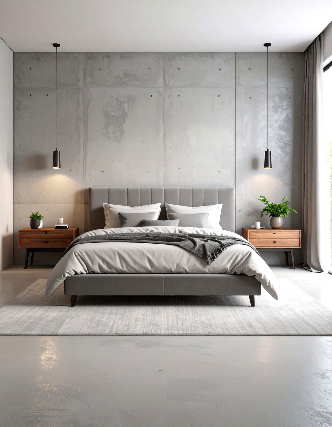The Textured Concrete Grey Bedroom - 30 grey bedroom ideas