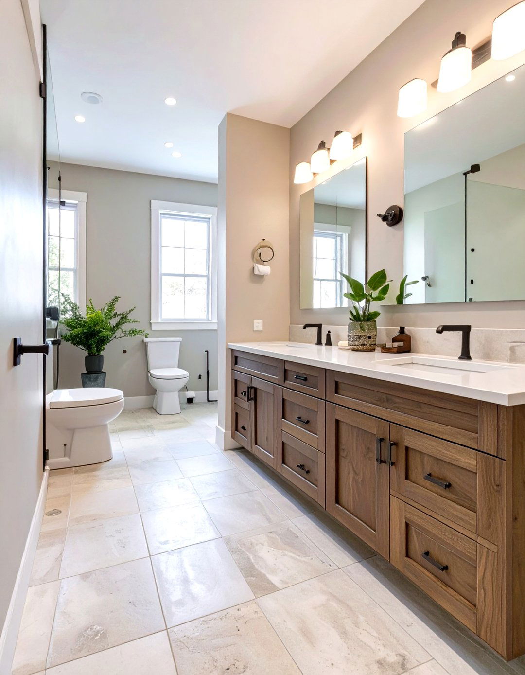 The Textured Neutral Bathroom - 30 jack and jill bathroom ideas