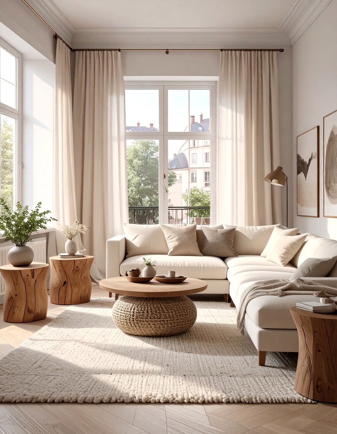 The Textured Neutral Living Room - 30 extra small apartment living room ideas