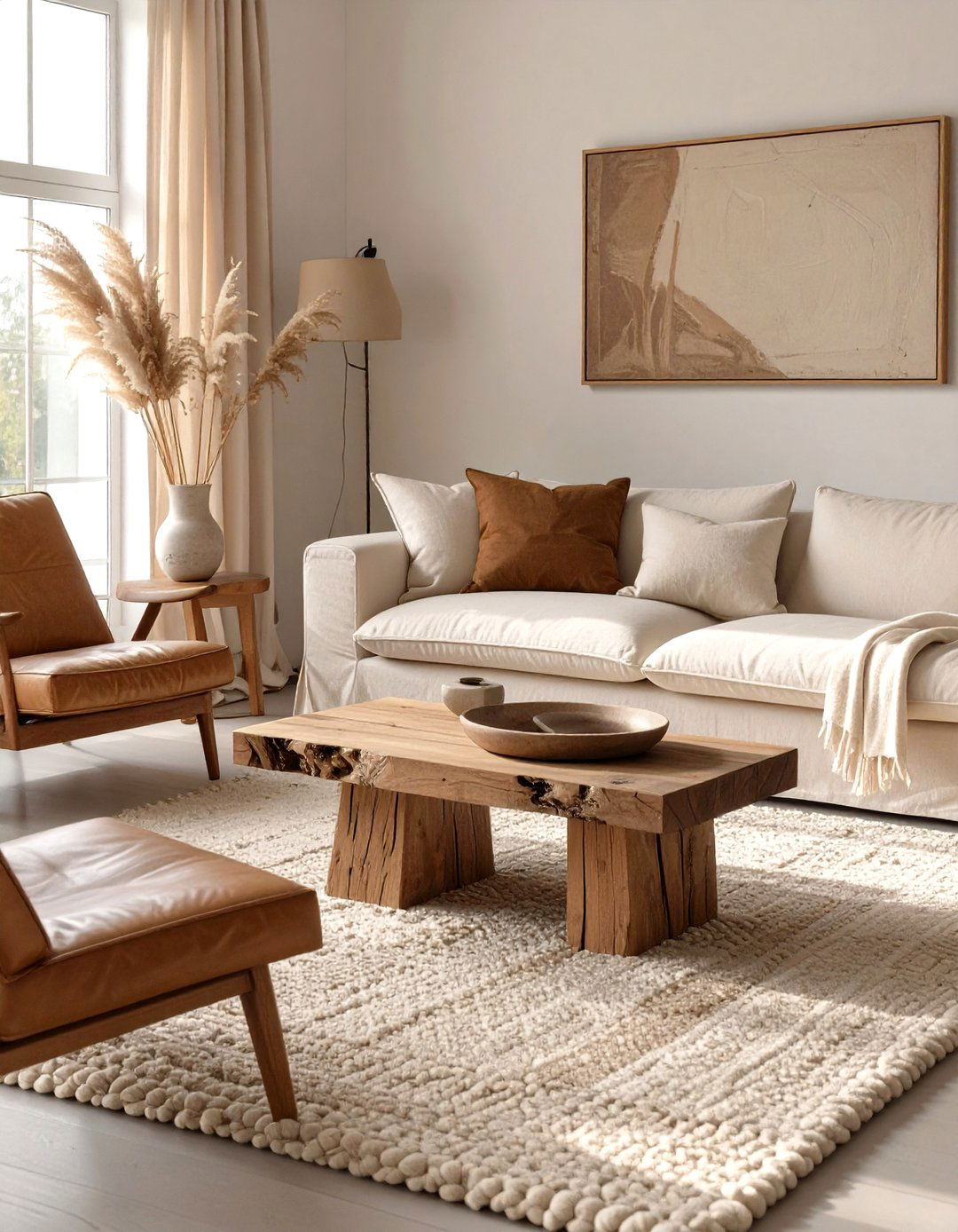 The Textured Neutral Living Room - 30 mens living room ideas