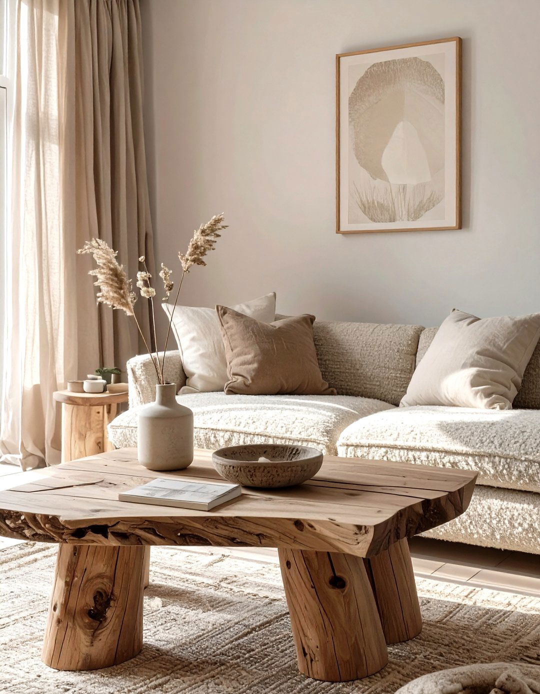 The Textured Neutral Living Room - 30 moody living room ideas