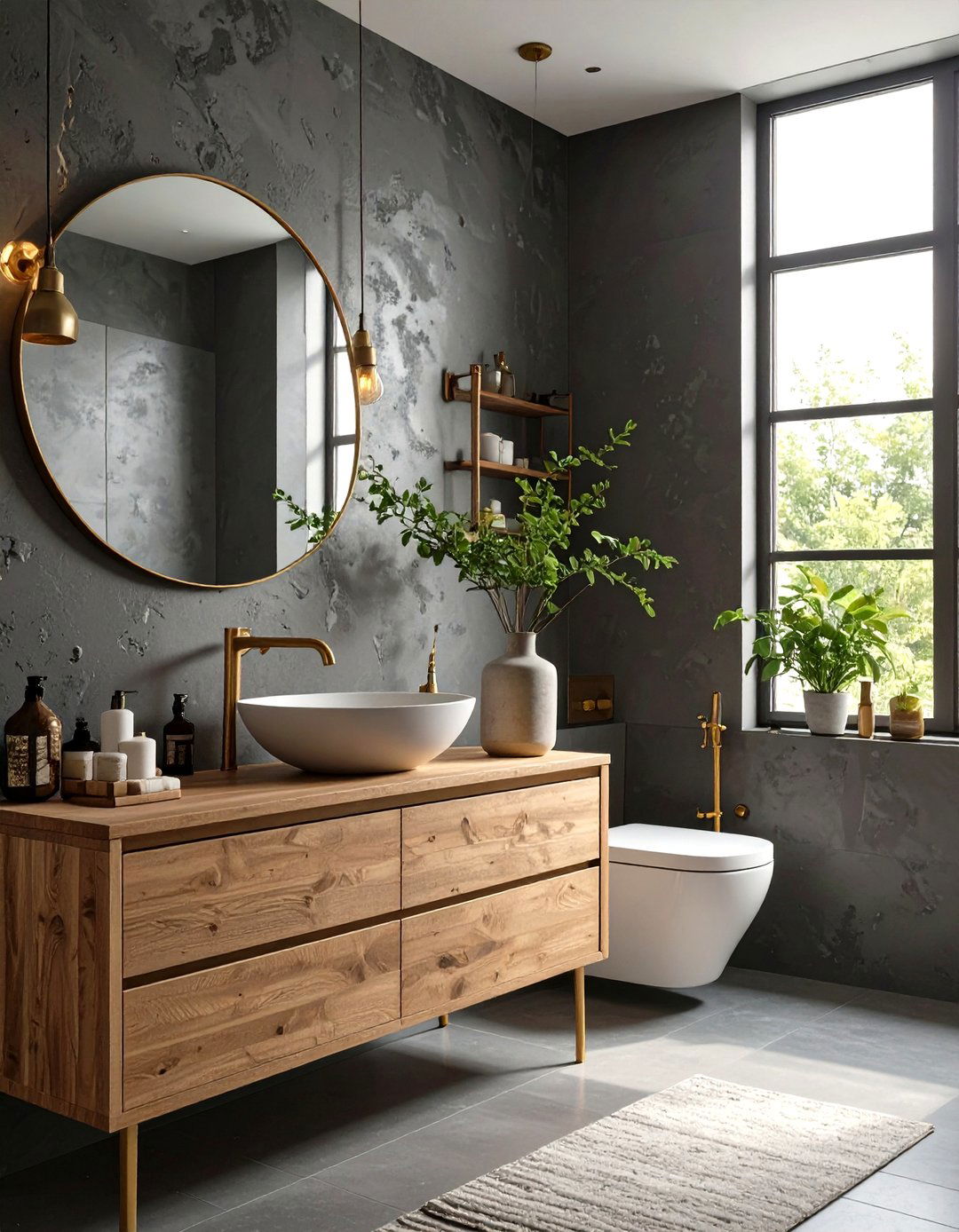 The Textured Plaster Bathroom - 30 moody bathroom ideas