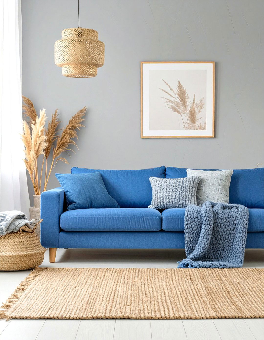 The Textured Slate Grey and Chambray Blue Living Room - 30 blue and grey living room ideas