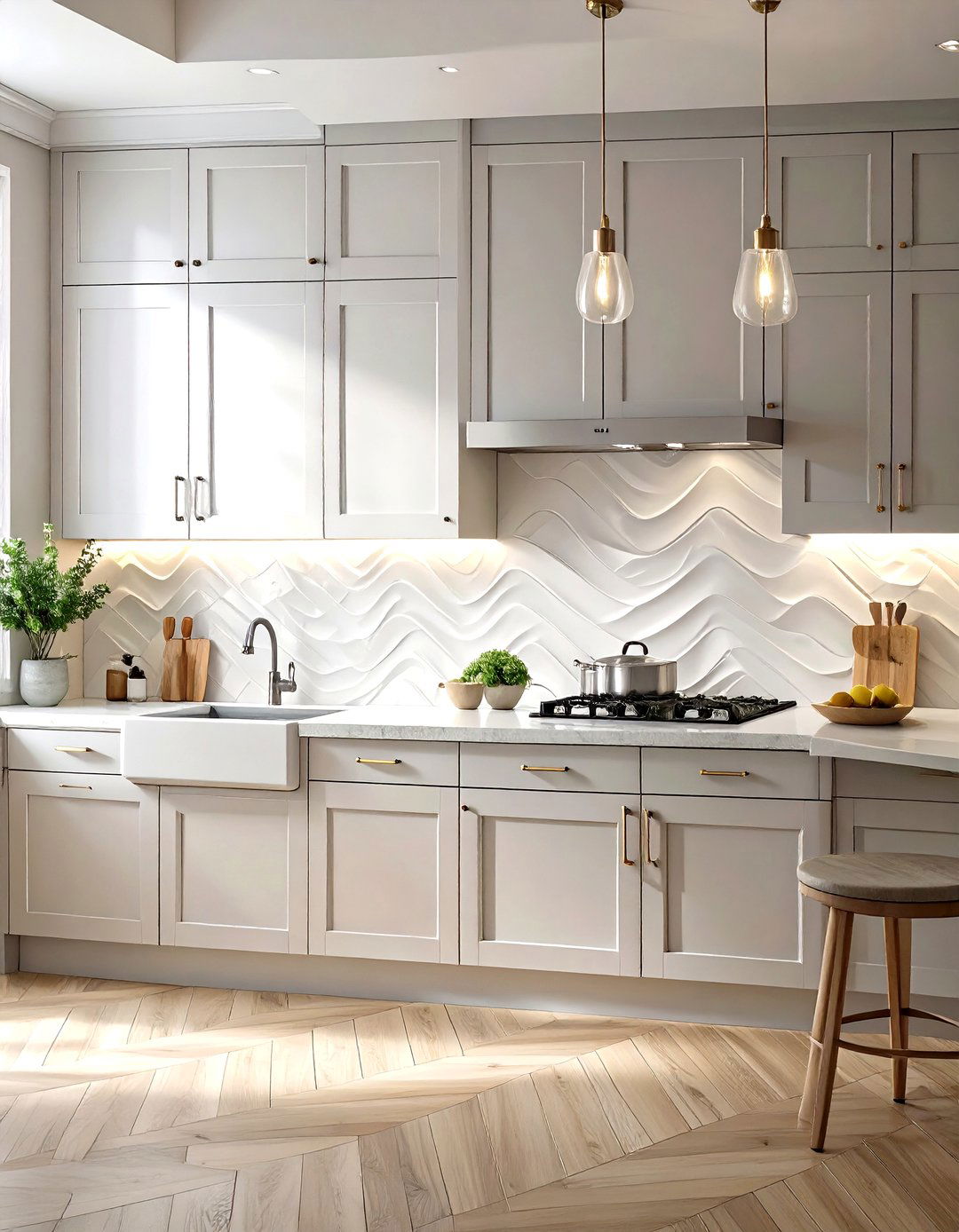 The Textured Tile Backsplash Kitchen - 30 modern kitchen decor ideas