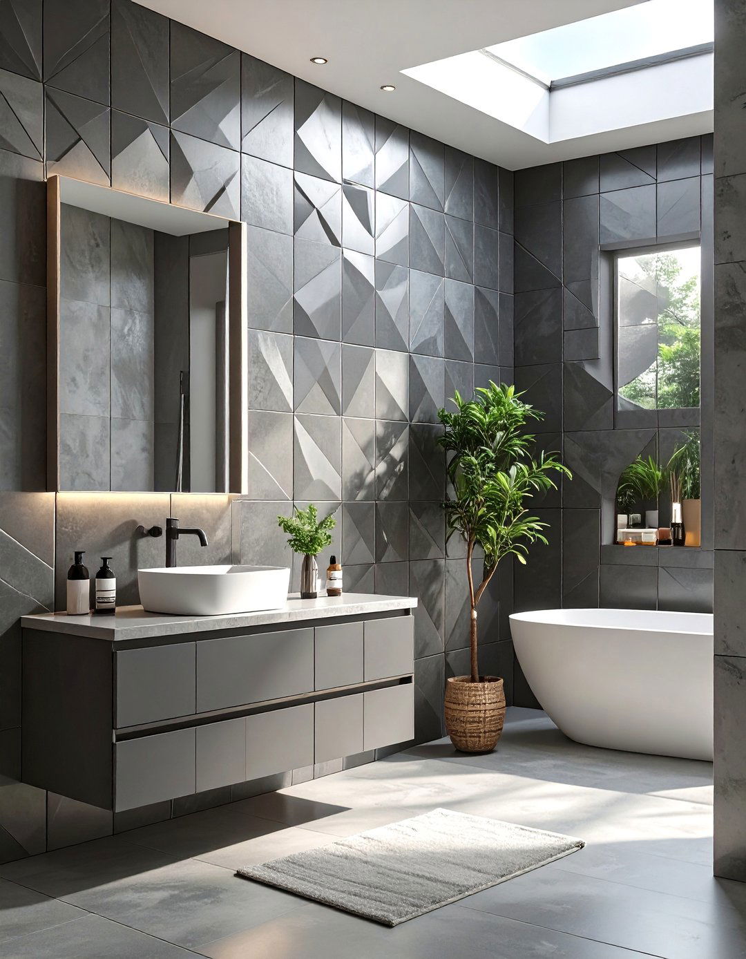 The Textured Tile Bathroom - 30 dark bathroom ideas