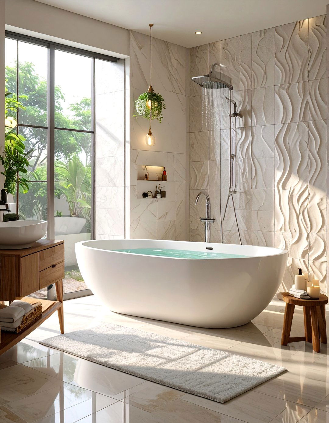 The Textured Tile Bathtub Shower Combo - 30 bathtub shower combo ideas