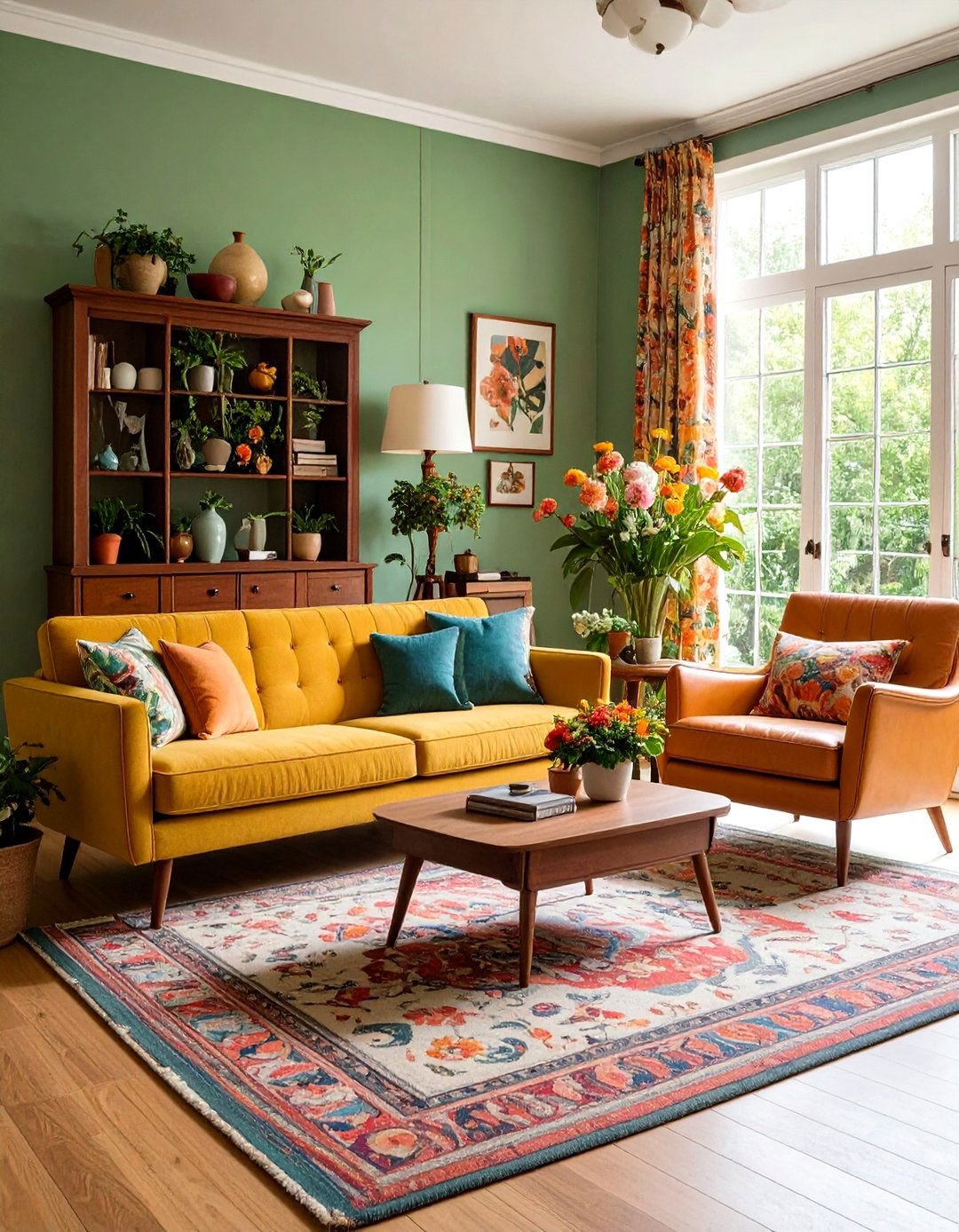 The Textured Wall Covering Living Room - 30 1970s interior design ideas