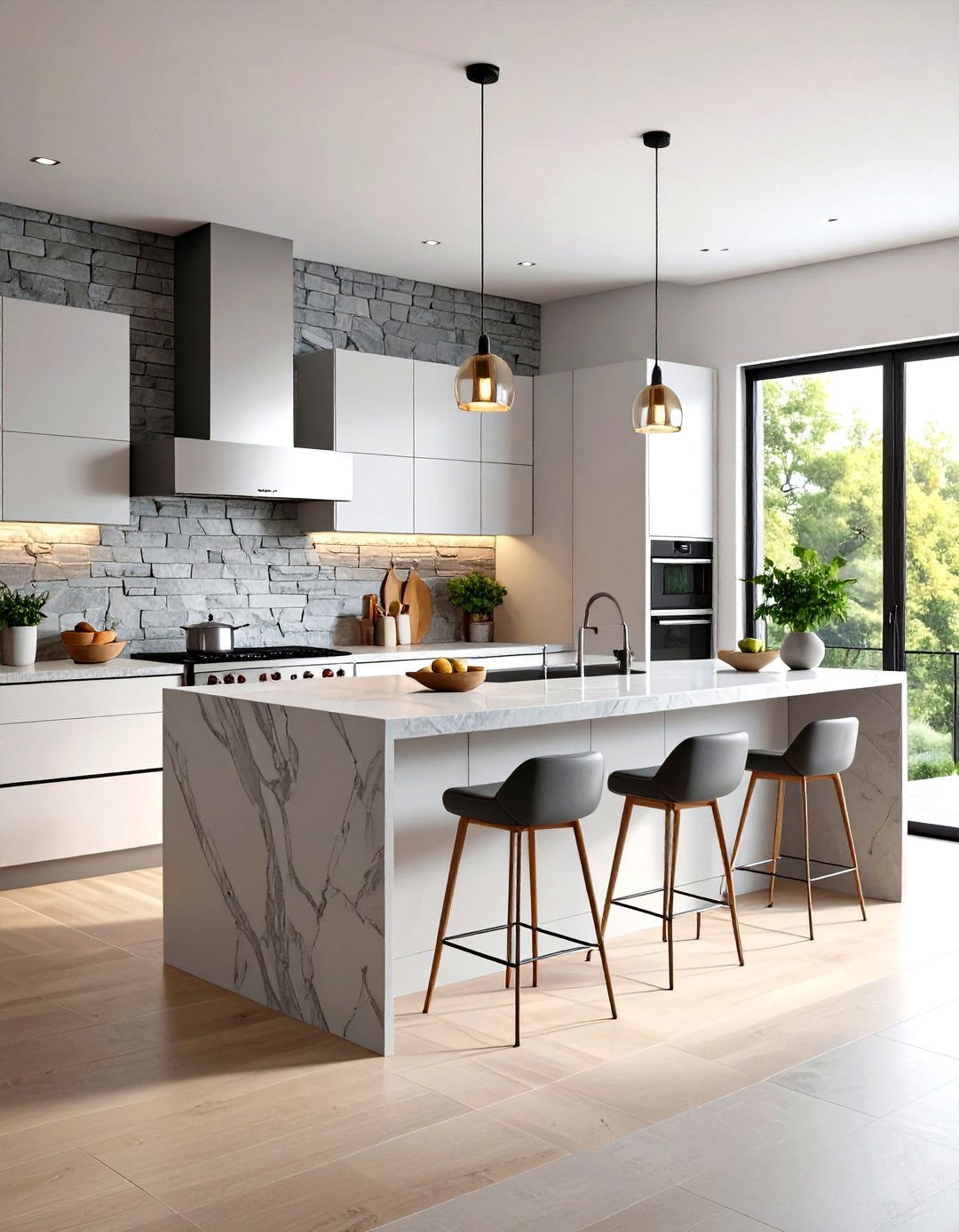 The Textured Wall Kitchen - 30 elegant luxury modern kitchen designs