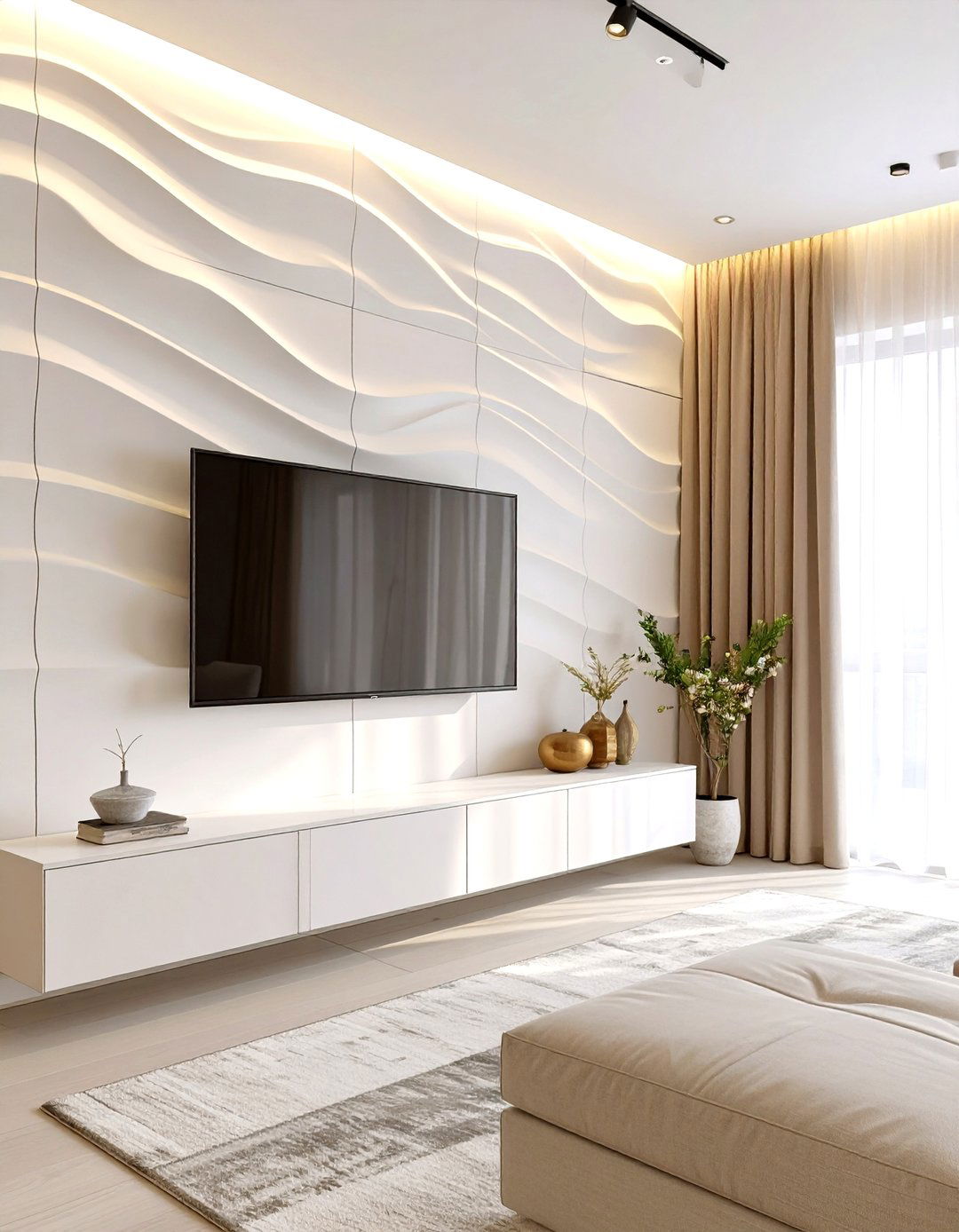 The Textured Wall Panels Living Room - 30 modern living room ideas with tv