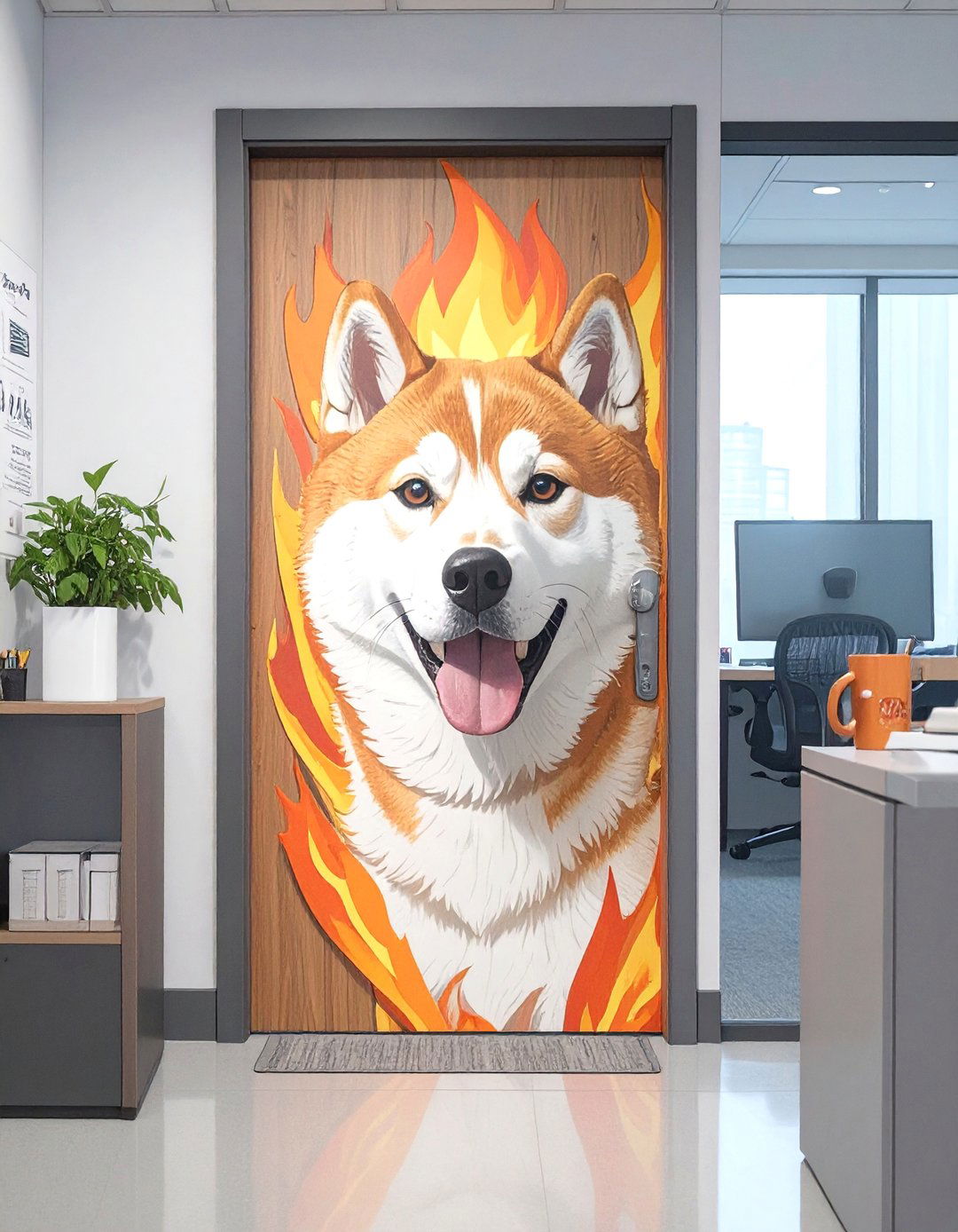 The This is Fine Dog Room - 30 office funny  door decorating contest ideas