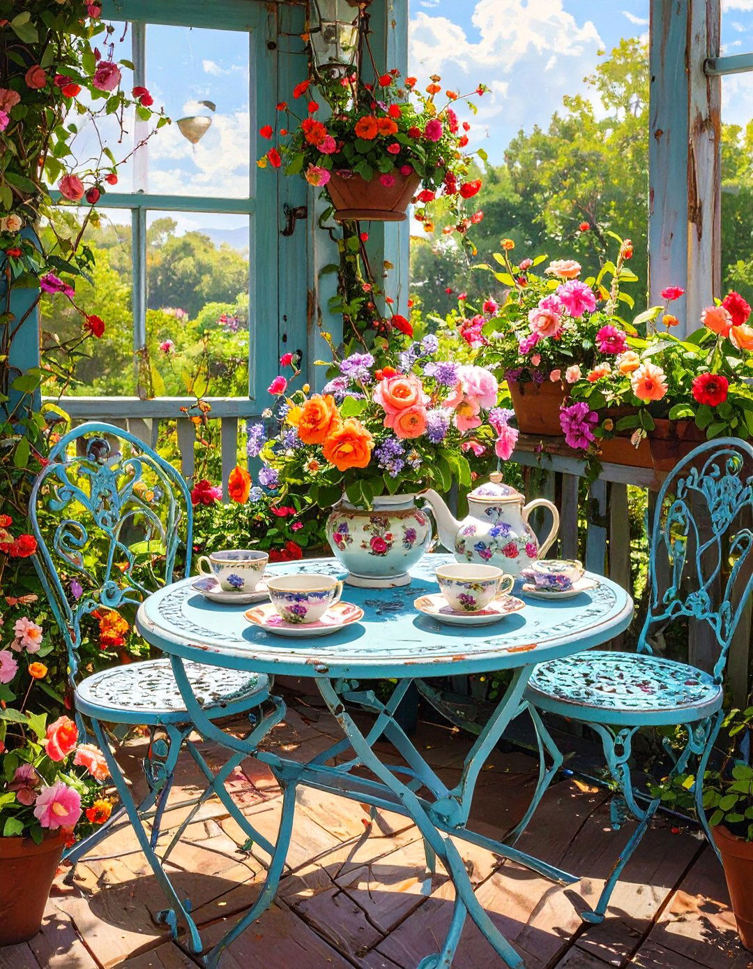 The Thrifted Tea Party Porch - 30 back porch ideas on a budget
