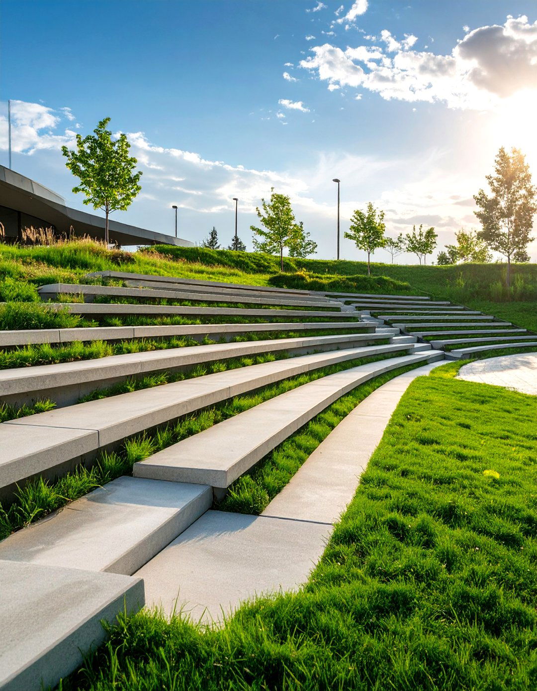 The Tiered Amphitheater Seating - 30 commercial landscape design ideas
