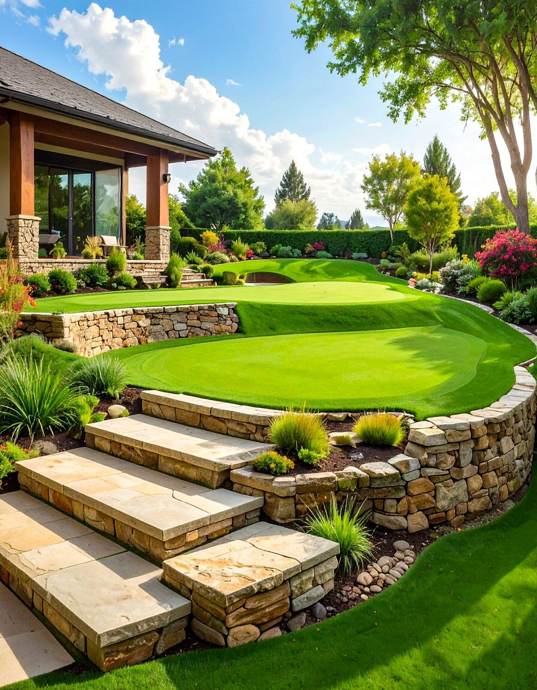 The Tiered Challenge Putting Green - 30 backyard putting green ideas
