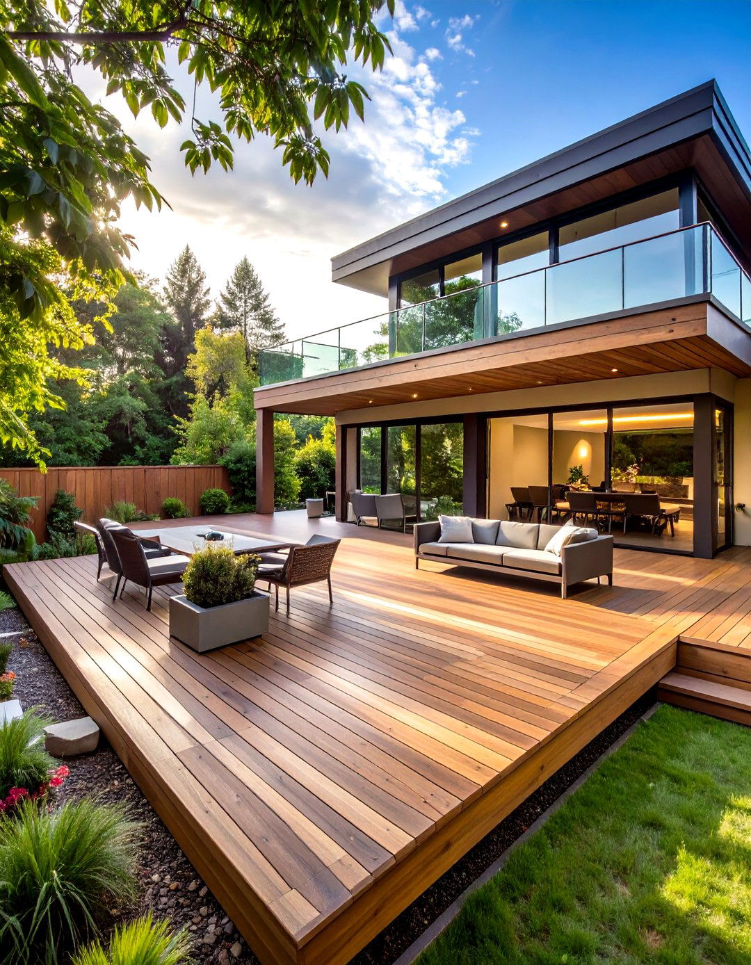 The Tiered Decking Solution - 30 down sloped backyard ideas