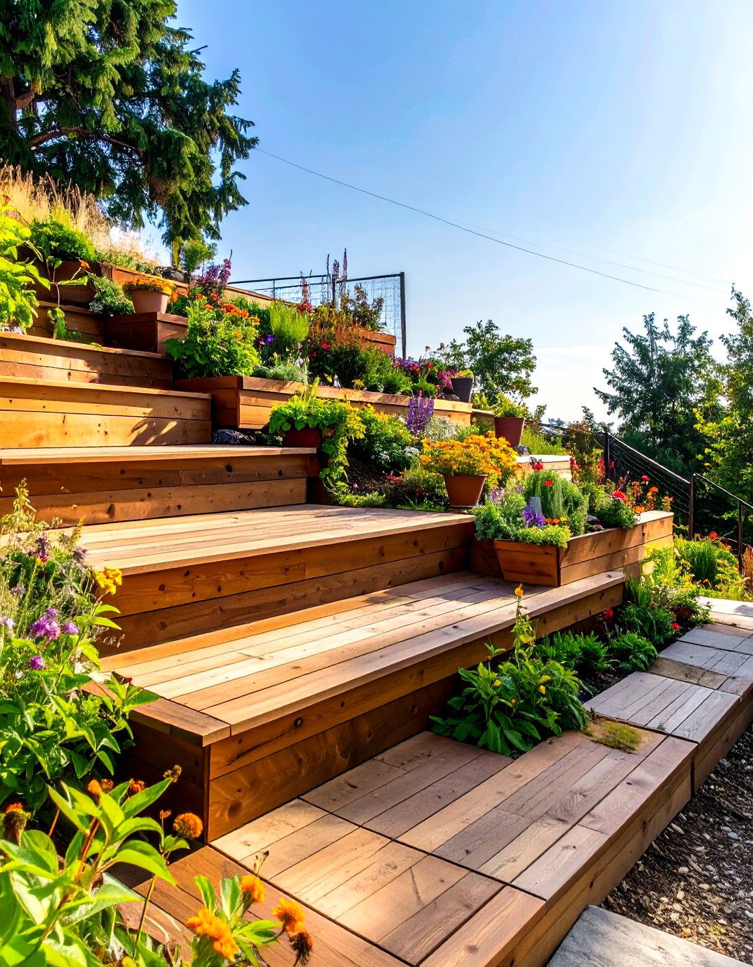 The Tiered Garden Backyard Deck - 30 deck ideas for backyard