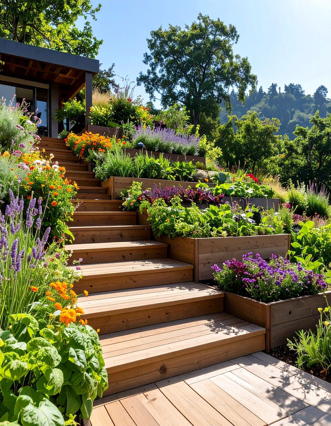 The Tiered Garden Deck - 30 deck layout ideas