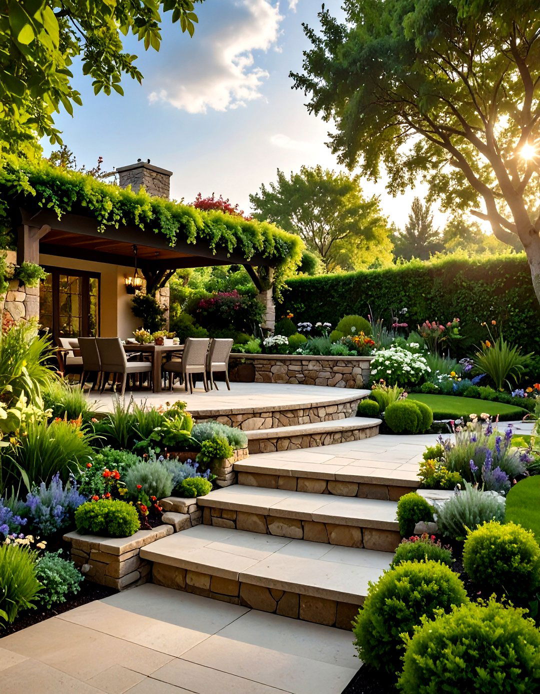 The Tiered Garden and Patio System - 30 large backyard ideas