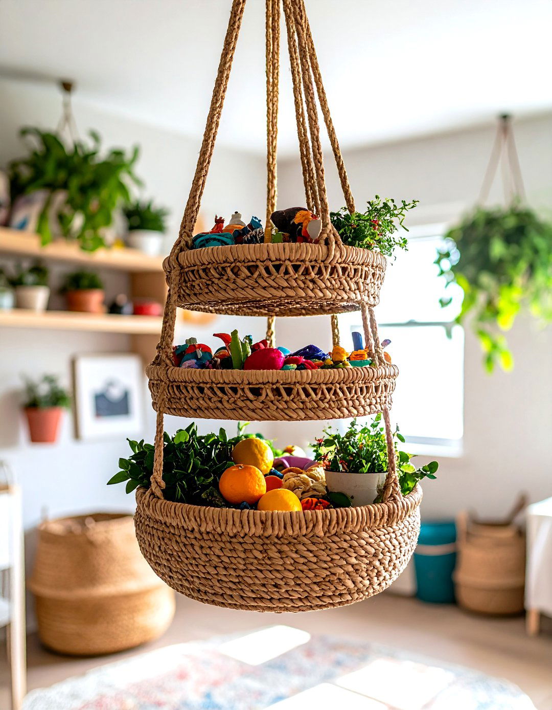 The Tiered Hanging Basket - 30 dorm storage ideas
