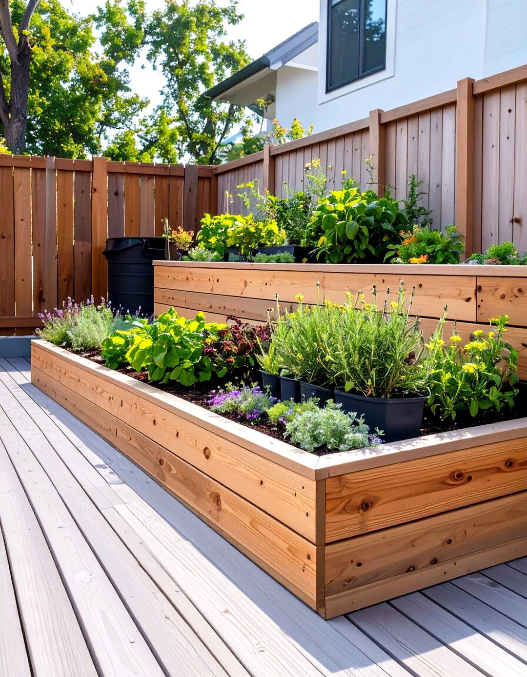 The Tiered Herb Garden Deck - 30 inexpensive deck ideas