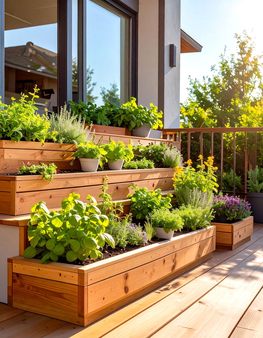 The Tiered Herb Garden Deck - 30 floating deck ideas