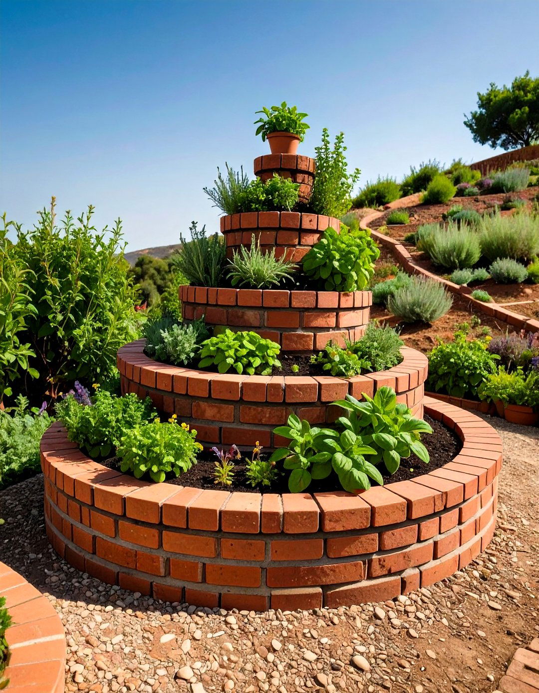 The Tiered Herb Spiral - 30 hillside landscaping ideas on a budget
