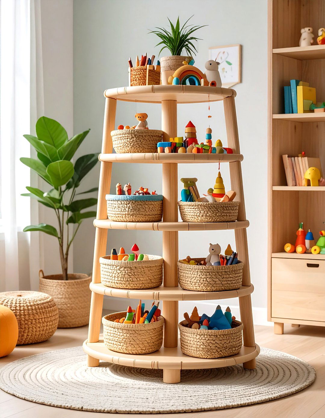 The Tiered Plant Stand Repurposed - 30 living room toy storage ideas