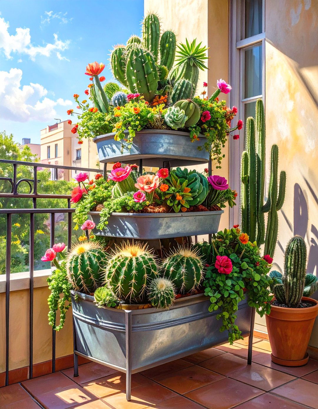 The Tiered Planter Cactus Garden - 30 cactus garden ideas