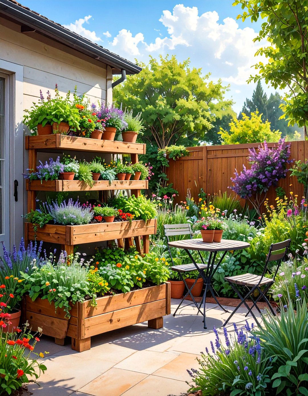 The Tiered Planter Herb Garden Patio - 30 backyard patio ideas on a budget