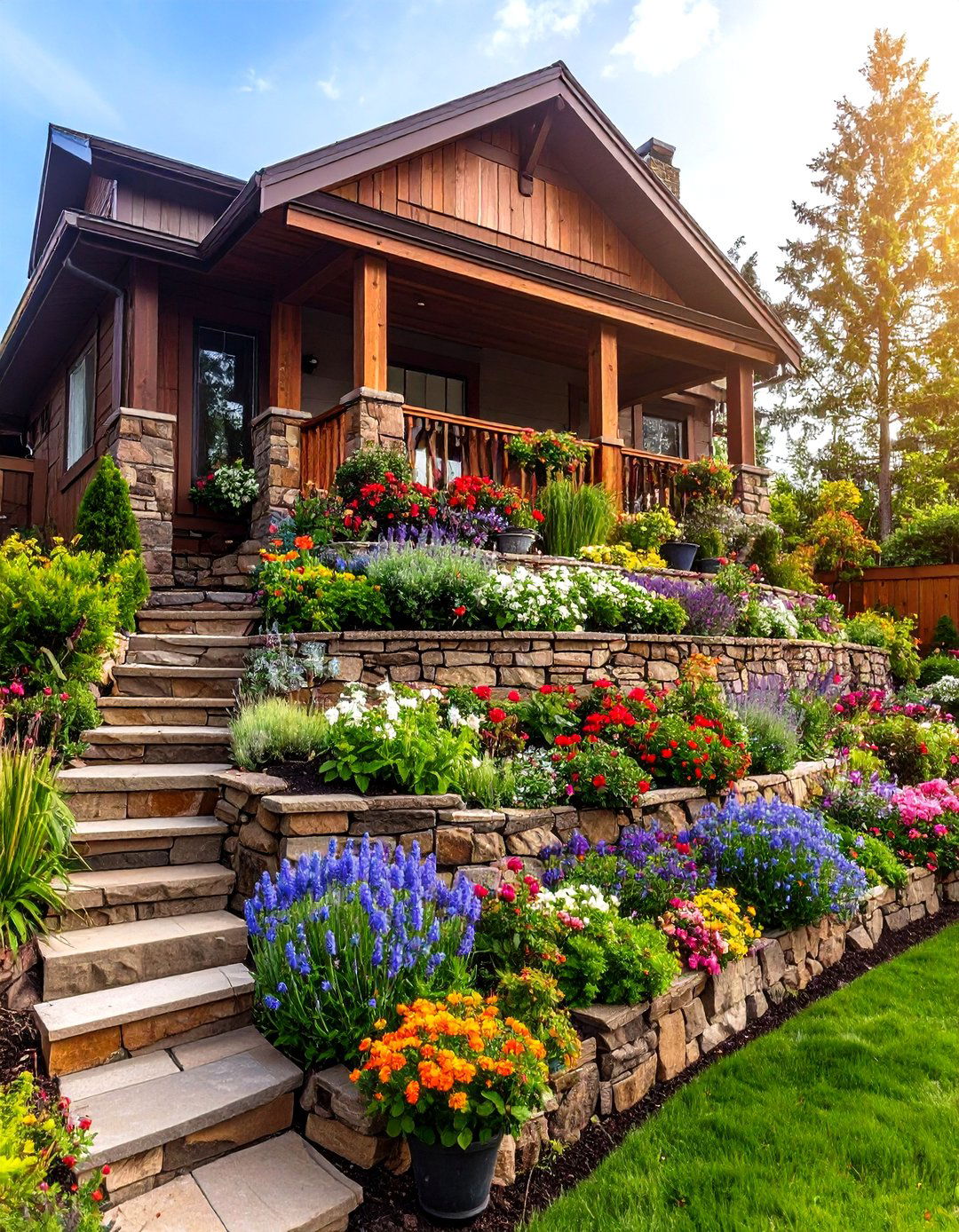 The Tiered Retaining Wall Garden - 30 front yard garden ideas