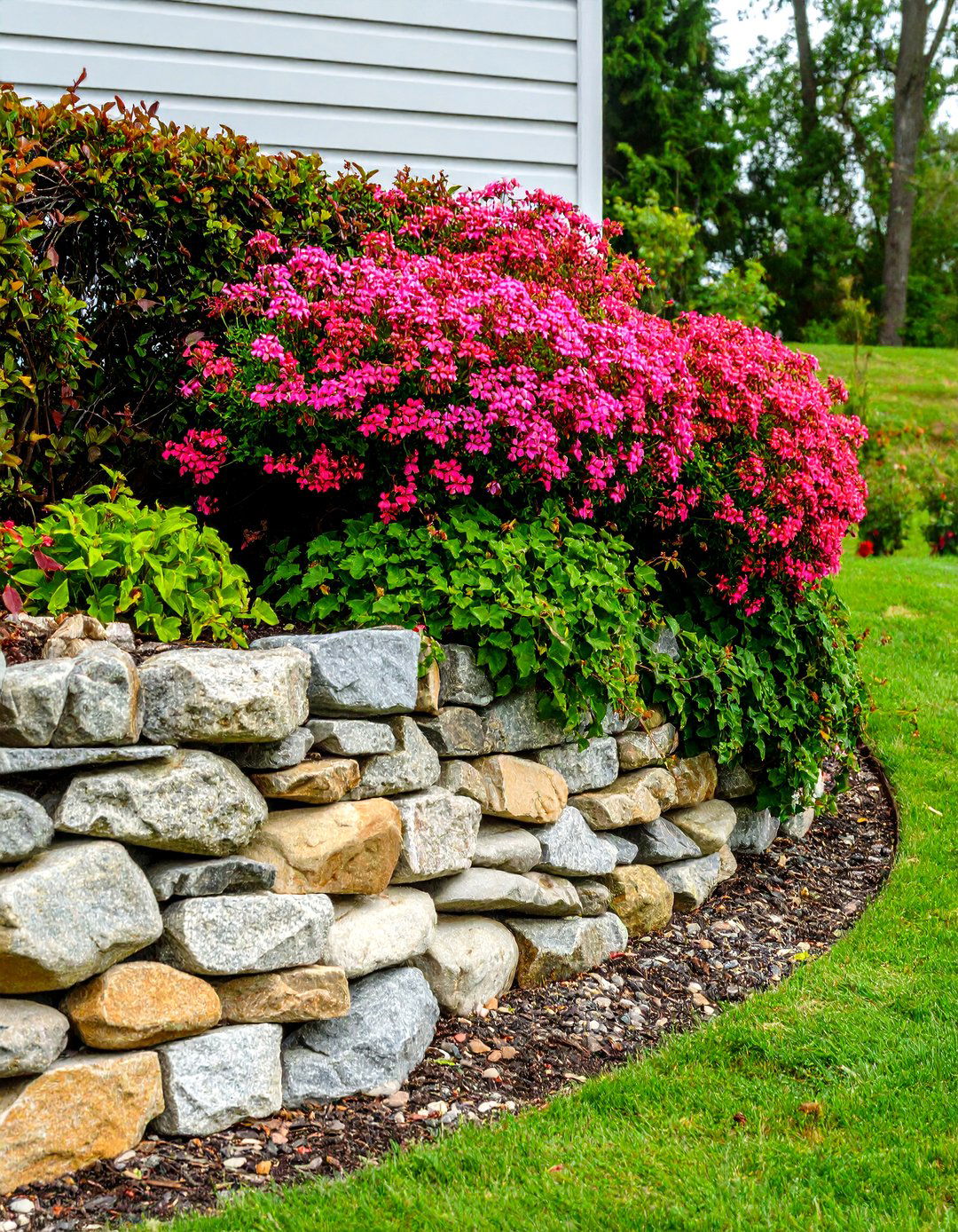The Tiered Retaining Wall Garden - 30 front lawn cheap simple front yard landscaping ideas