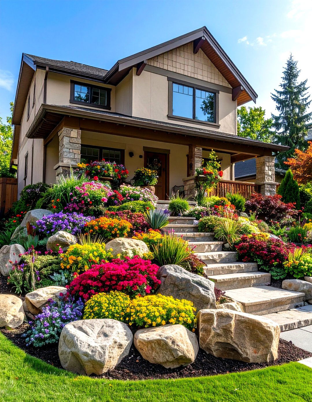 The Tiered Rock Garden Front Yard - 30 landscaping ideas for small front yards