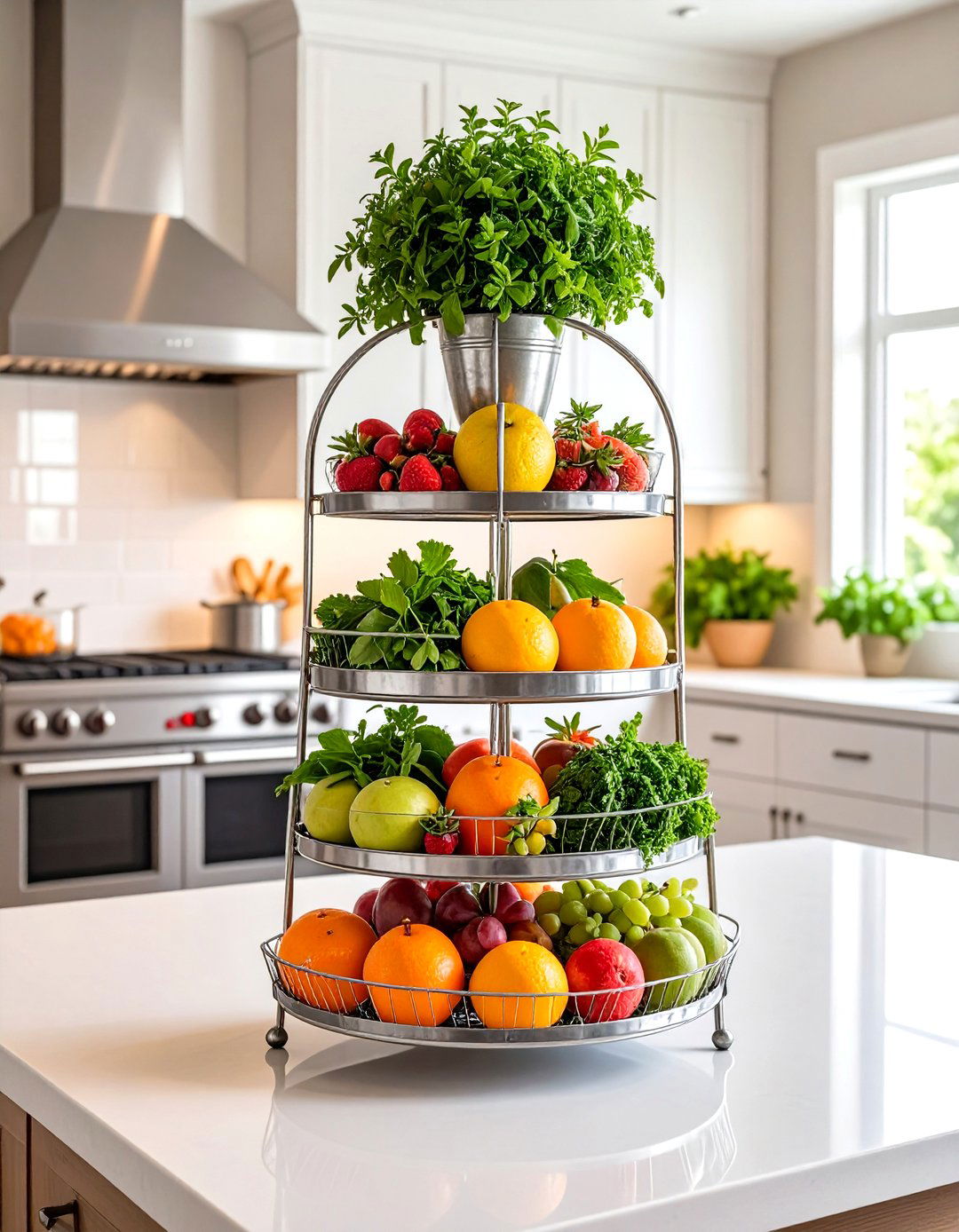 The Tiered Stand Organizer - 30 kitchen island centerpiece ideas