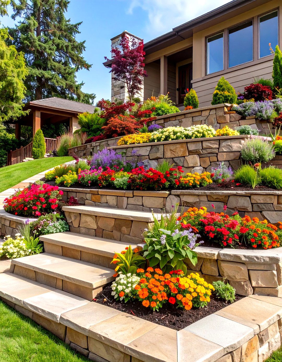 The Tiered Terrace Garden - 30 front of house landscaping ideas