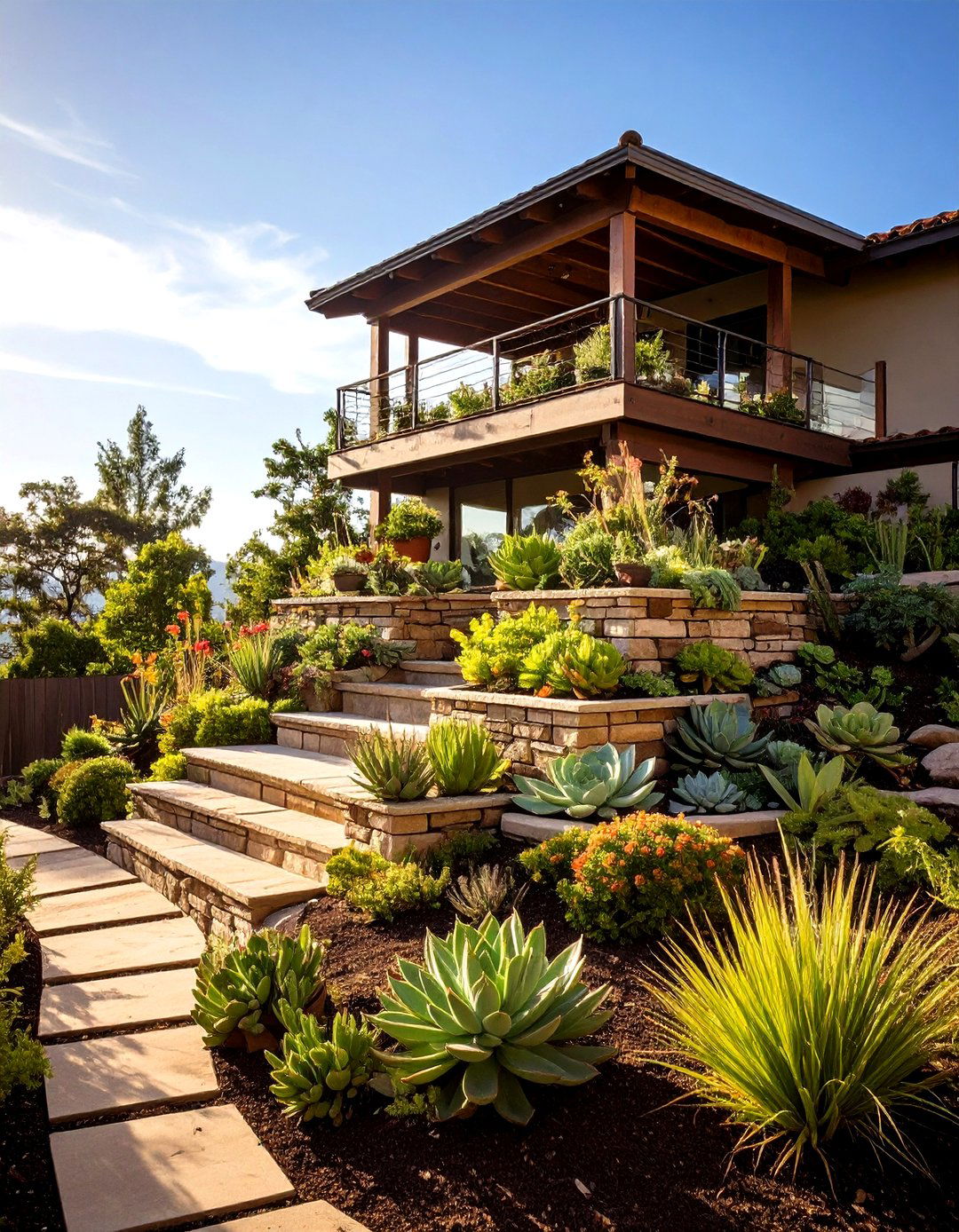 The Tiered Water Wise Garden - 30 down sloped backyard ideas