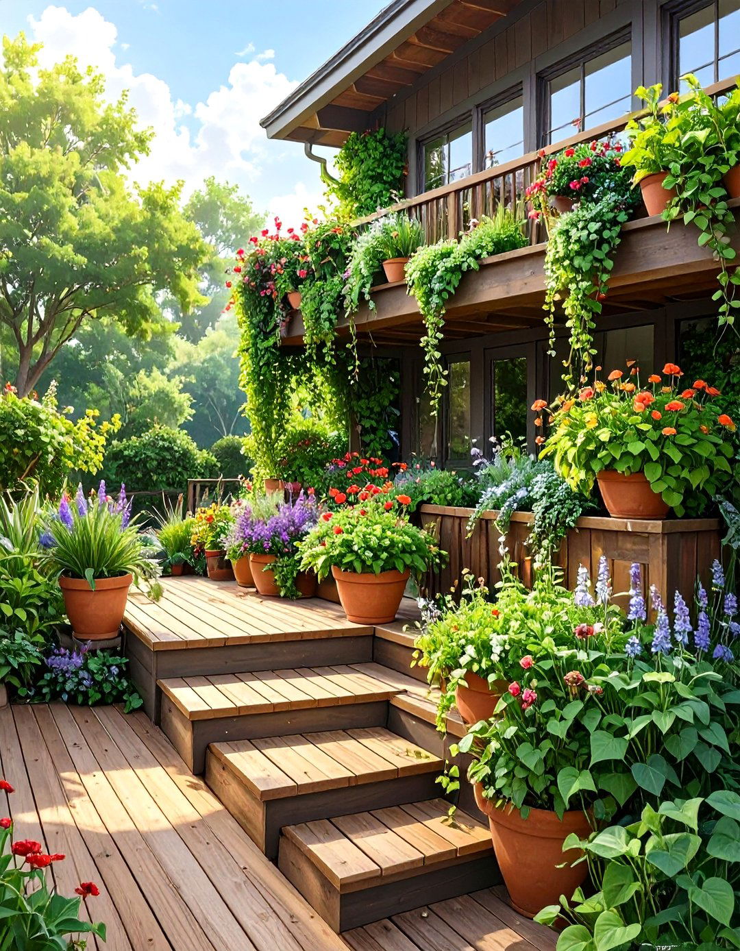 The Tiered and Multi Level Deck Garden - 30 deck garden ideas