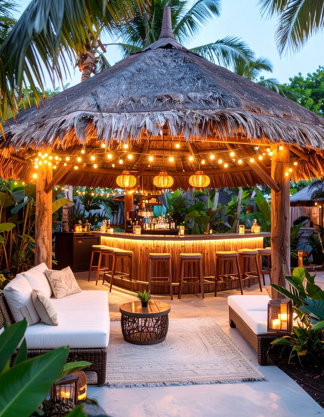 The Tiki Bar with a Thatched Roof Gazebo - 30 backyard tiki bar ideas