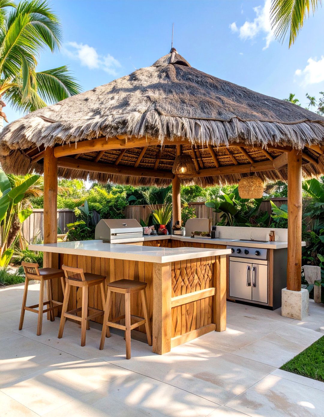 The Tiki Bar with an Outdoor Kitchen - 30 backyard tiki bar ideas