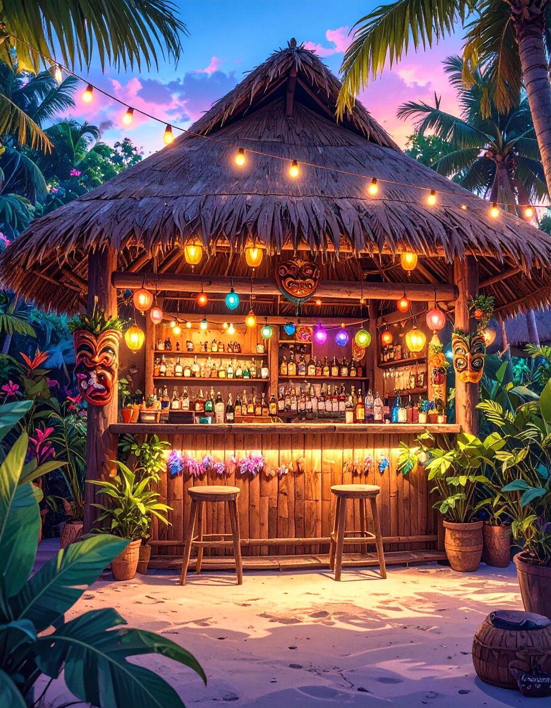 The Tiki Garage Bar - 30 man cave garage bar ideas