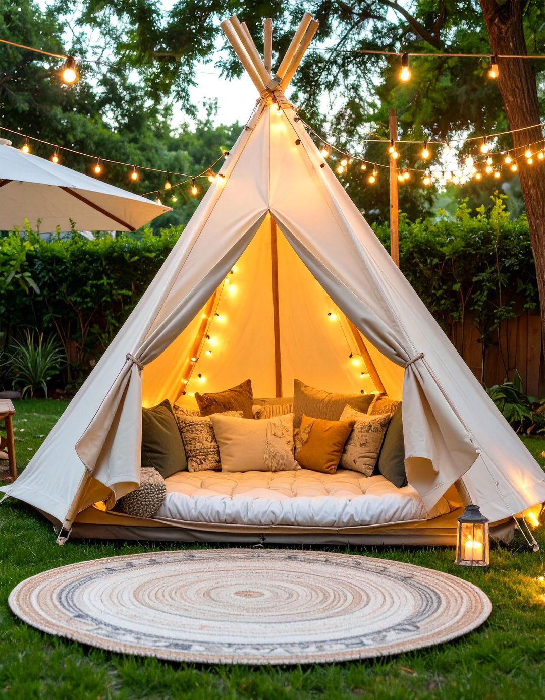 The Tipi Hideout Playground - 30 kid friendly small backyard playground ideas