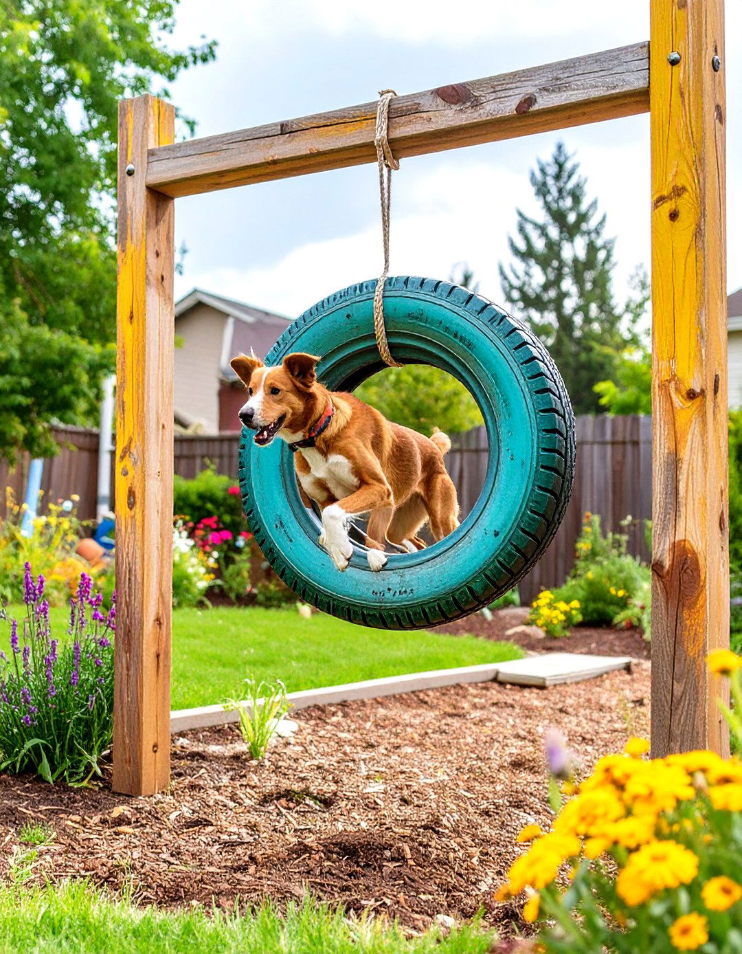 The Tire Jump Agility Feature - 30 dog friendly backyard ideas on a budget